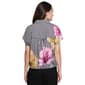 Womens Ali Miles Short Sleeve Stripe Floral Drawstring Hem Blouse - image 2