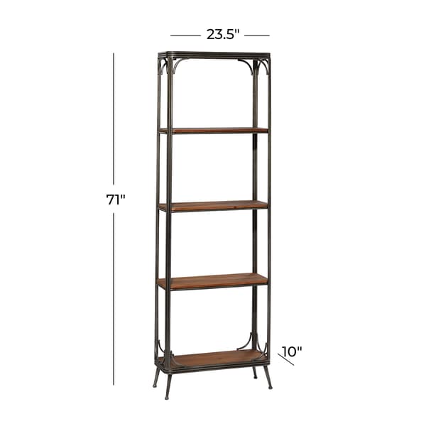 9th & Pike&#174; Large Rectangle 5 Shelf Wood And Metal Bookcase