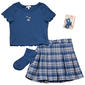 Girls (7-16) BTween(R) Short Sleeve Flower Rib Tee w/ Plaid Skort - image 1