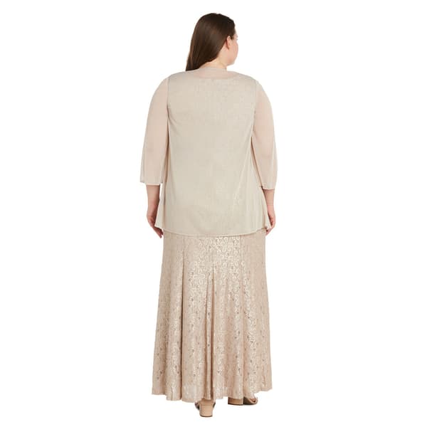 Plus Size R&M Richards Sheer Jacket with Lace Evening Gown