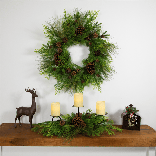 Northlight Real Touch™ Pinecones & Jingle Bells Christmas Wreath