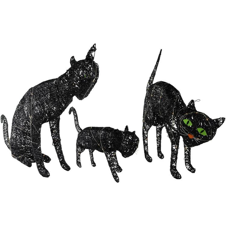 Northlight Seasonal Set of 3 LED Black Cat Outdoor Decor