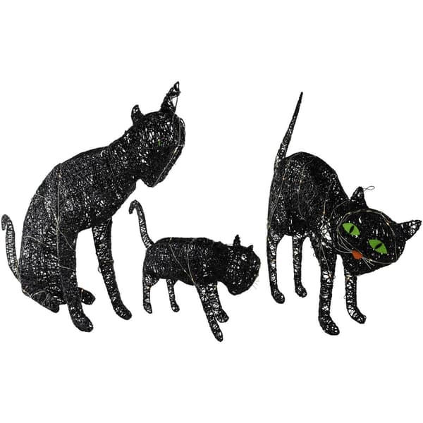 Northlight Seasonal Set of 3 LED Black Cat Outdoor Decor
