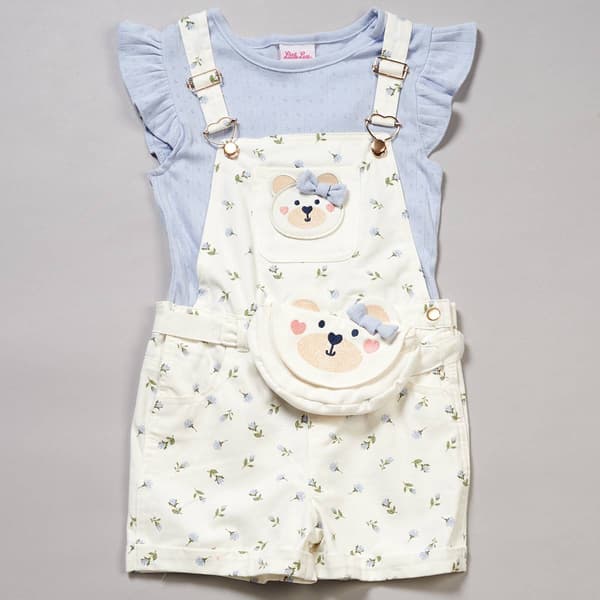 Girls (7-12) Little Lass(R) Flutter Sleeve Top w/ Bear Bag Jumper - image 