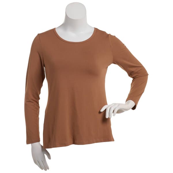 Womens Runway Ready Long Sleeve Milky Crew Neck Tee - image 
