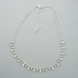 Rosa Rhinestones Single Row Large & Small Crystal Necklace