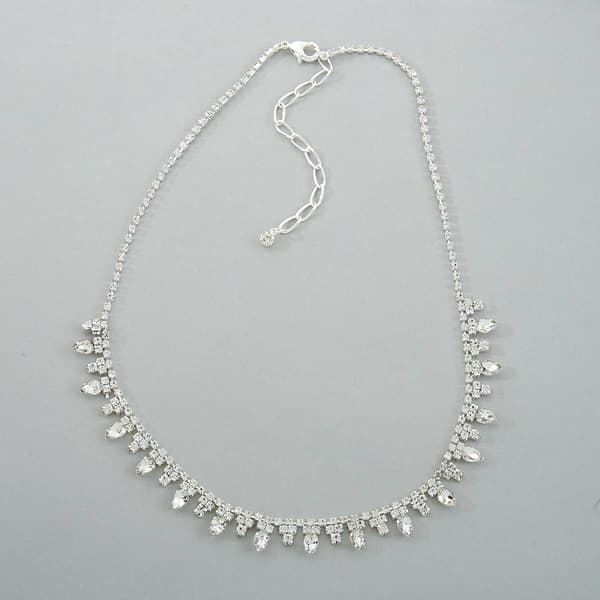 Rosa Rhinestones Single Row Large & Small Crystal Necklace - image 