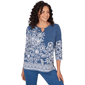 Womens Alfred Dunner Classics 3/4 Sleeve Keyhole Floral Blouse - image 1