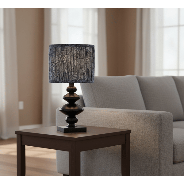 Adesso Samira Table Lamp with Soft Pleated Blue Fabric Shade