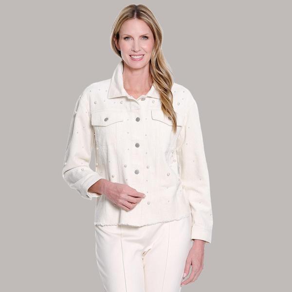 Womens Multiples Pearl Embellished Corduroy Jacket - Boscov's