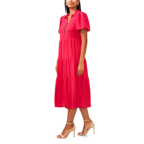 Womens MSK Short Sleeve Crinkle Twill Tier Maxi Dress