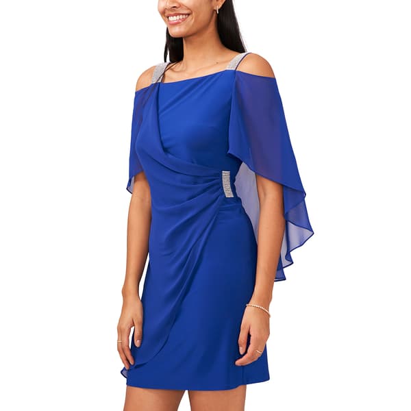 Petite MSK Capelet Overlay Side Drape Dress