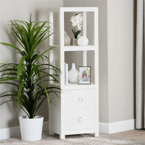 bali & pari Xavier Grasscloth Tall Storage Cabinet