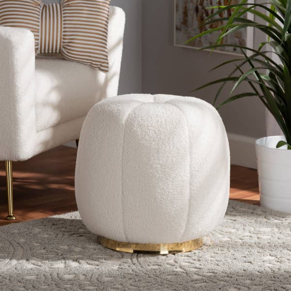 Baxton Studio Raelynn Modern Ivory Boucle Upholstered Ottoman