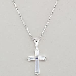 Sterling Silver CZ Cross Pendant Necklace - Boscov's