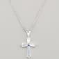 Sterling Silver CZ Cross Pendant Necklace - image 1