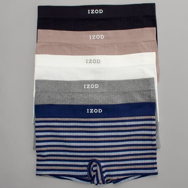 Juniors IZOD(R) 5pk. Striped Ribbed Boyshort Panties-IZ70575BV - image 
