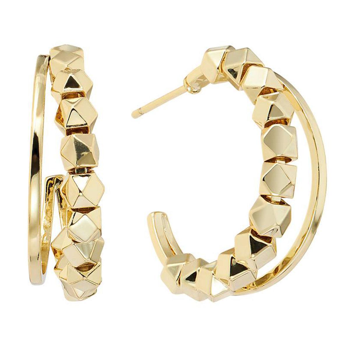 Athra 14kt. Gold Over Brass 22mm Double Wire Beaded Hoop Earrings