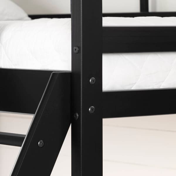 South Shore Fakto Matte Black Twin on Full Wood Bunk Bed