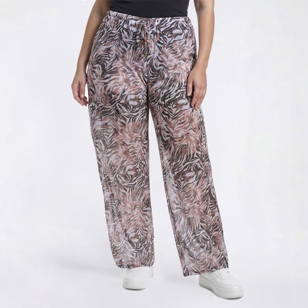 Juniors Plus Eye Candy Stretch Mesh Drawstring Pants with Shorts - image 