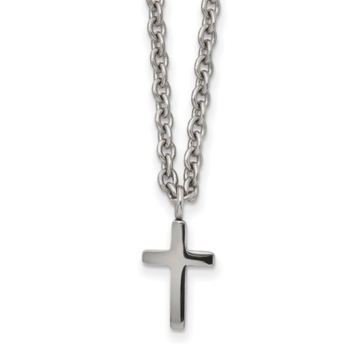 Mens Gentlemen's Classics(tm) Polished Silver Cross Necklace