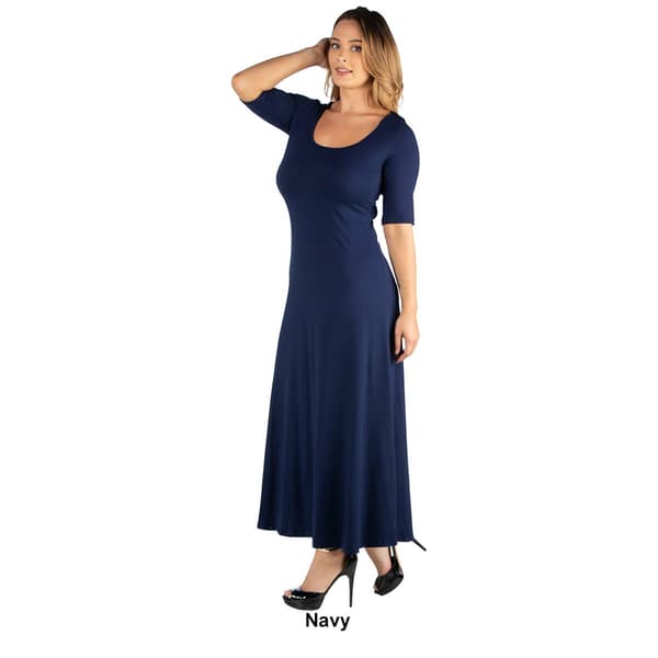 Plus Size 24/7 Comfort Apparel 3/4 Sleeves Maxi Dress