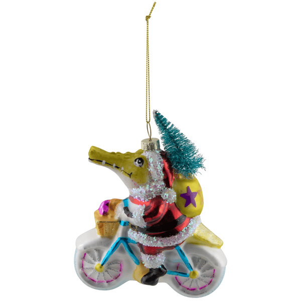 Northlight Crocodile Santa Glass Christmas Ornament  - 4.25in.