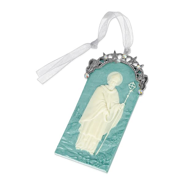 1928 Silver Tone & Crystal Aurora Borealis St. Patrick Ornament - image 