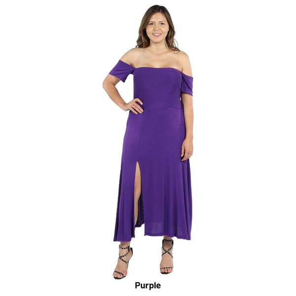 Plus Size 24/7 Comfort Apparel Off The Shoulder Dress Maxi Dress