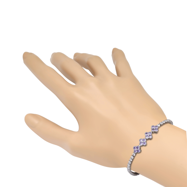 Saffron Violet CZ Blossom Accent Tennis Bracelet