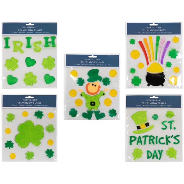 Northlight Seasonal St. Patrick''s Gel Window Clings - Set of 5 - image 
