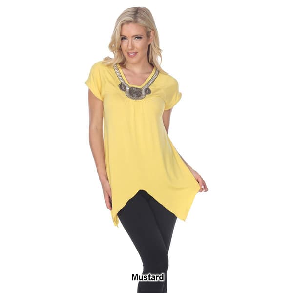 Womens White Mark Fenella Short Sleeve Embellished Tunic