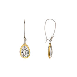 Ruby Rd. Two-Tone Kidney Wire Etched Drop Earrings