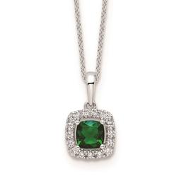 Pure Fire 14kt. White Gold Emerald Halo Pendant