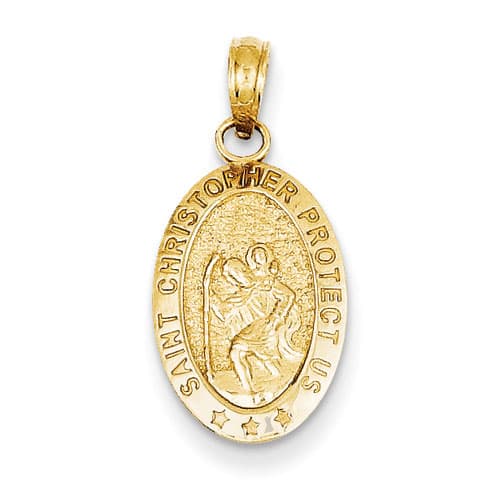 Unisex Gold Classics(tm) 14kt. St. Christopher Medal Pendant - image 