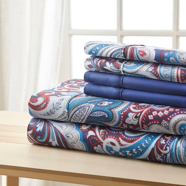 Spirit Linen Home(tm) Traditional Bellagio Navy Medallion Sheet Set - image 