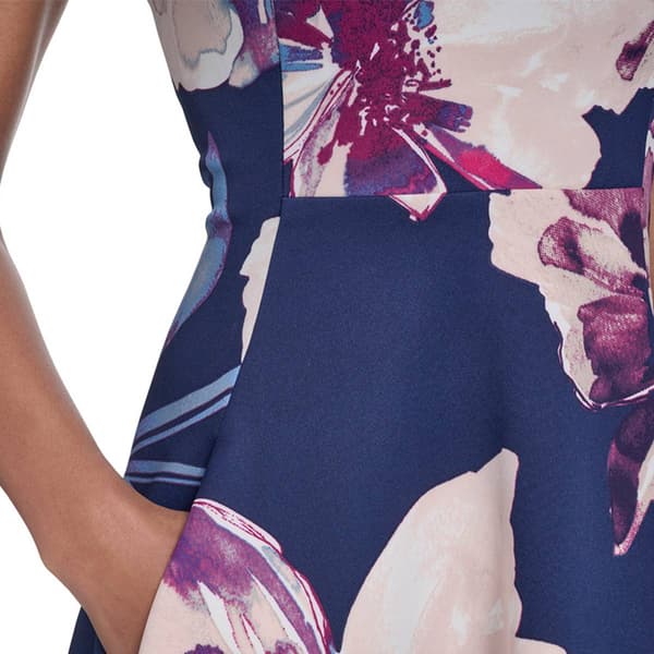 Womens Calvin Klein Sleeveless Large Floral Fit & Flare Dress