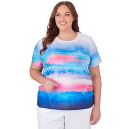 Plus Size Alfred Dunner Paradise Island Watercolor Stripe Top