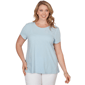 Plus Size Ruby Rd. French Riviera Short Sleeve Paisley Lace Tee - image 1