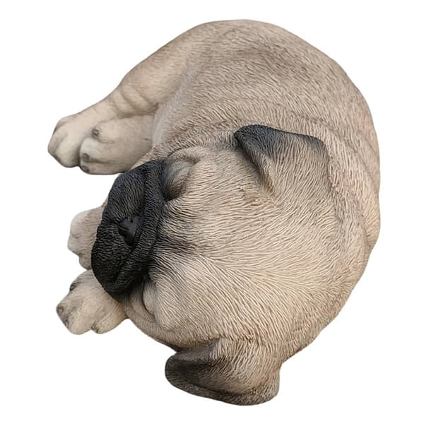 Hi-Line Gift Cozy Brown Sleeping Pug Puppy Garden Statue
