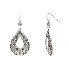Ruby Rd. Antique Silver Open Textured Teardrop Dangle Earrings