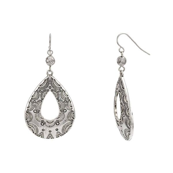 Ruby Rd. Antique Silver Open Textured Teardrop Dangle Earrings - image 
