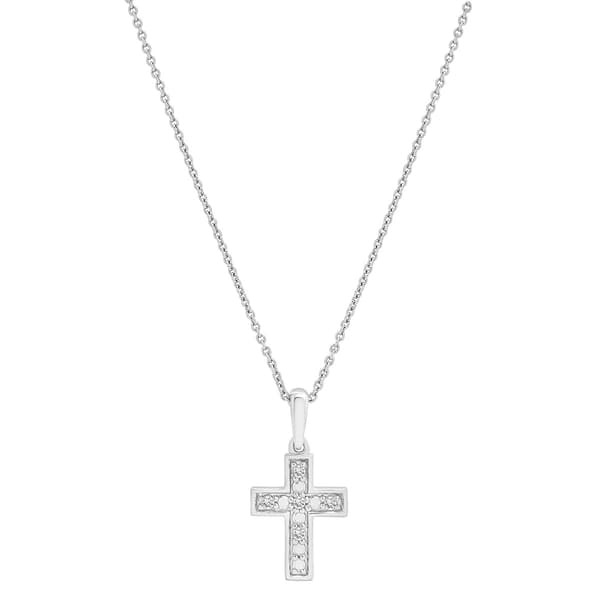 Diamond Classics(tm) Sterling Silver 1/20ctw. Diamond Cross Pendant