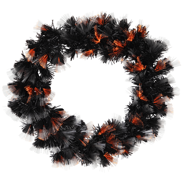 Northlight 24in. Black Fiber Optic Artificial Halloween Wreath