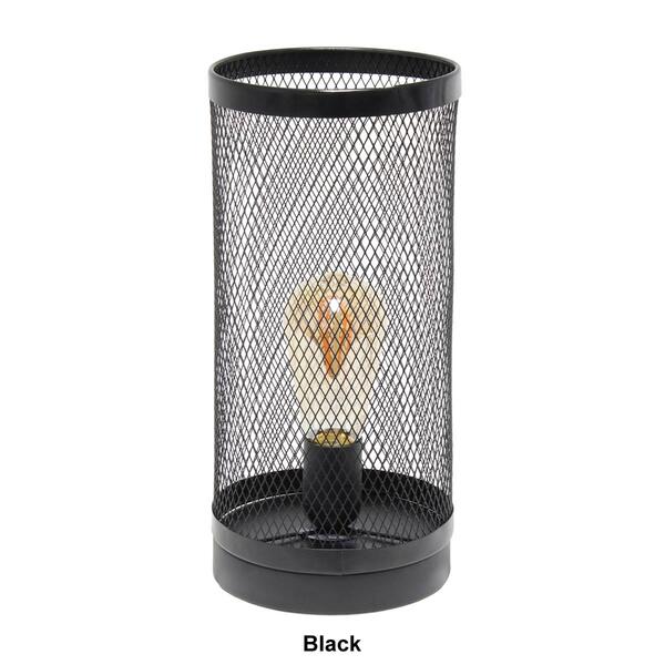 Simple Designs Cylindrical Steel Table Lamp w/Mesh Shade