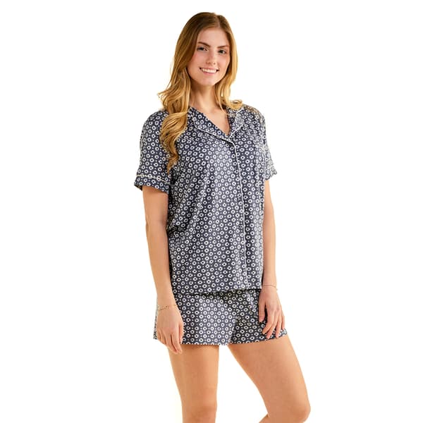 Womens Nicole Miller New York Short Sleeve Geometric Pajama Set - image 
