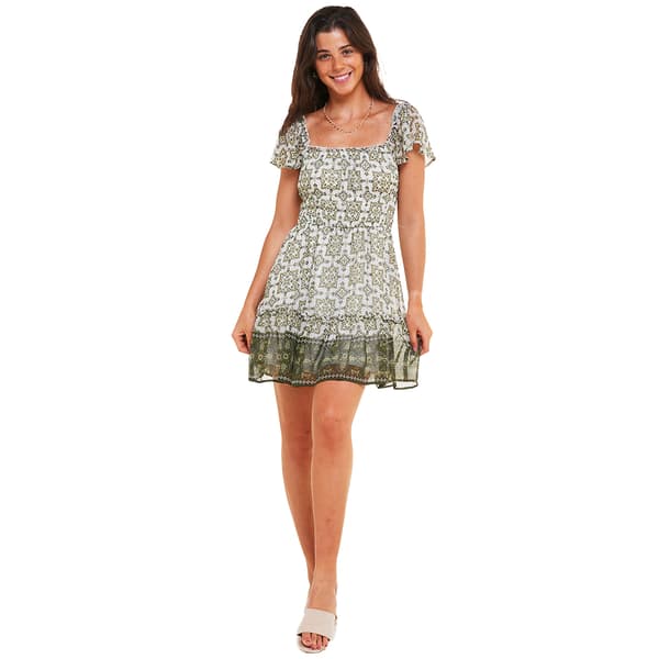 Junior Trixxi Sage Chiffon A-Line Sundress
