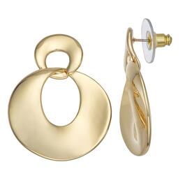 Napier Gold-Tone Flat Large Double Drop Pierced Post Earrings