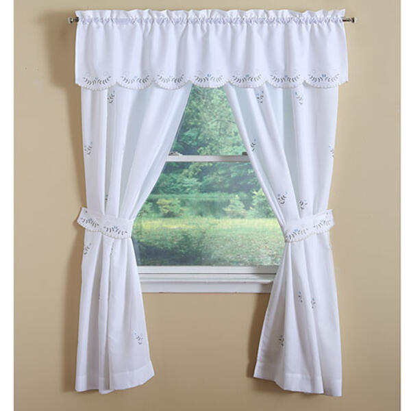Forget Me Not Embroidered Curtain Pairs - image 