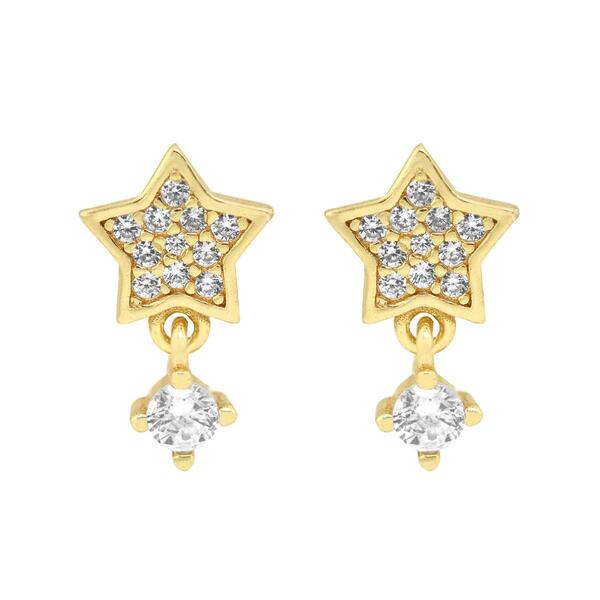 Marsala Cubic Zirconia Star Drop Post Earrings - image 